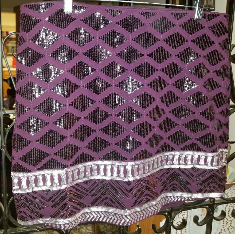 Express Aztec Sequin Pattern Skirt